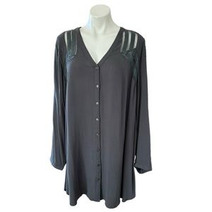 Silver Jeans Co. Shaw Tunic Shirtdress Dark Gray Size XL NWOT